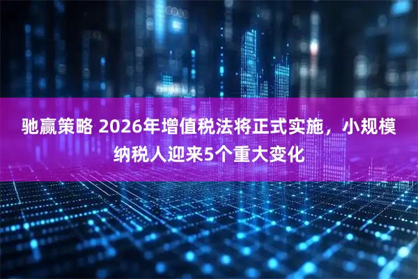 驰赢策略 2026年增值税法将正式实施，小规模纳税人迎来5个重大变化