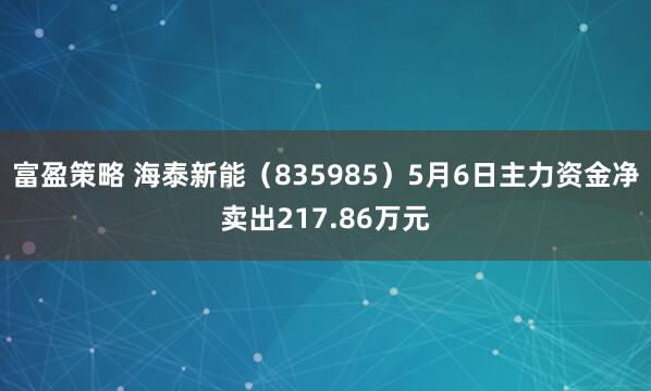 富盈策略 海泰新能（835985）5月6日主力资金净卖出217.86万元
