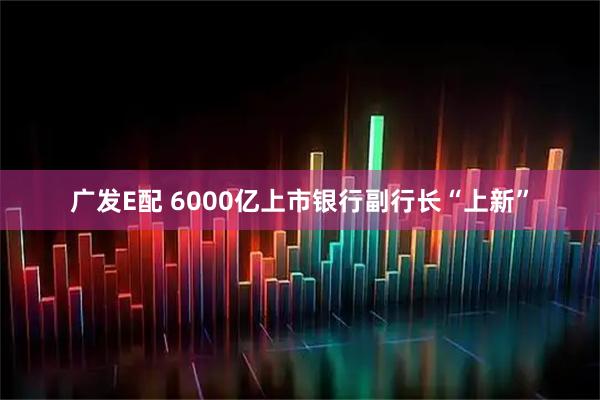 广发E配 6000亿上市银行副行长“上新”